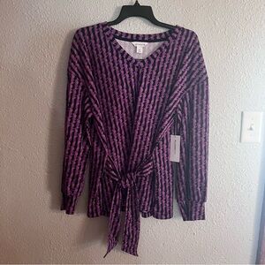 Liz Claiborne Purple and Black Geometric Blouse